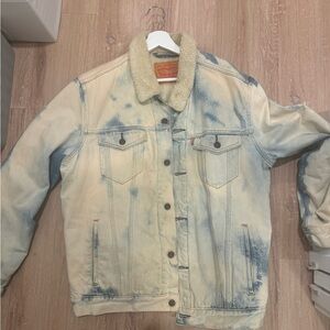 Levi's Men's Cream and Blue Denim Jacket